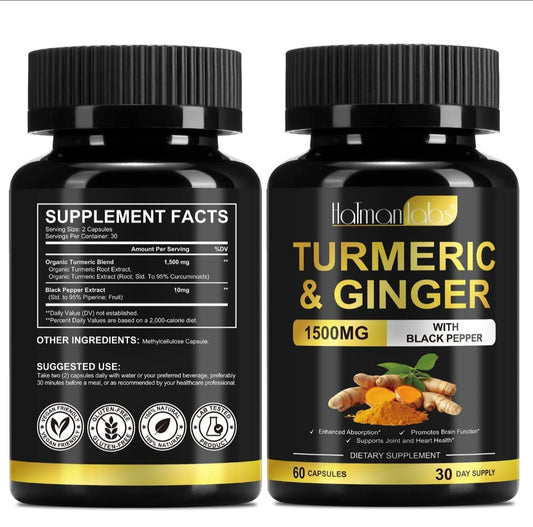 Halman Labs Turmeric Ginger Black Pepper For Immunity Cold and Flu 30 day supply