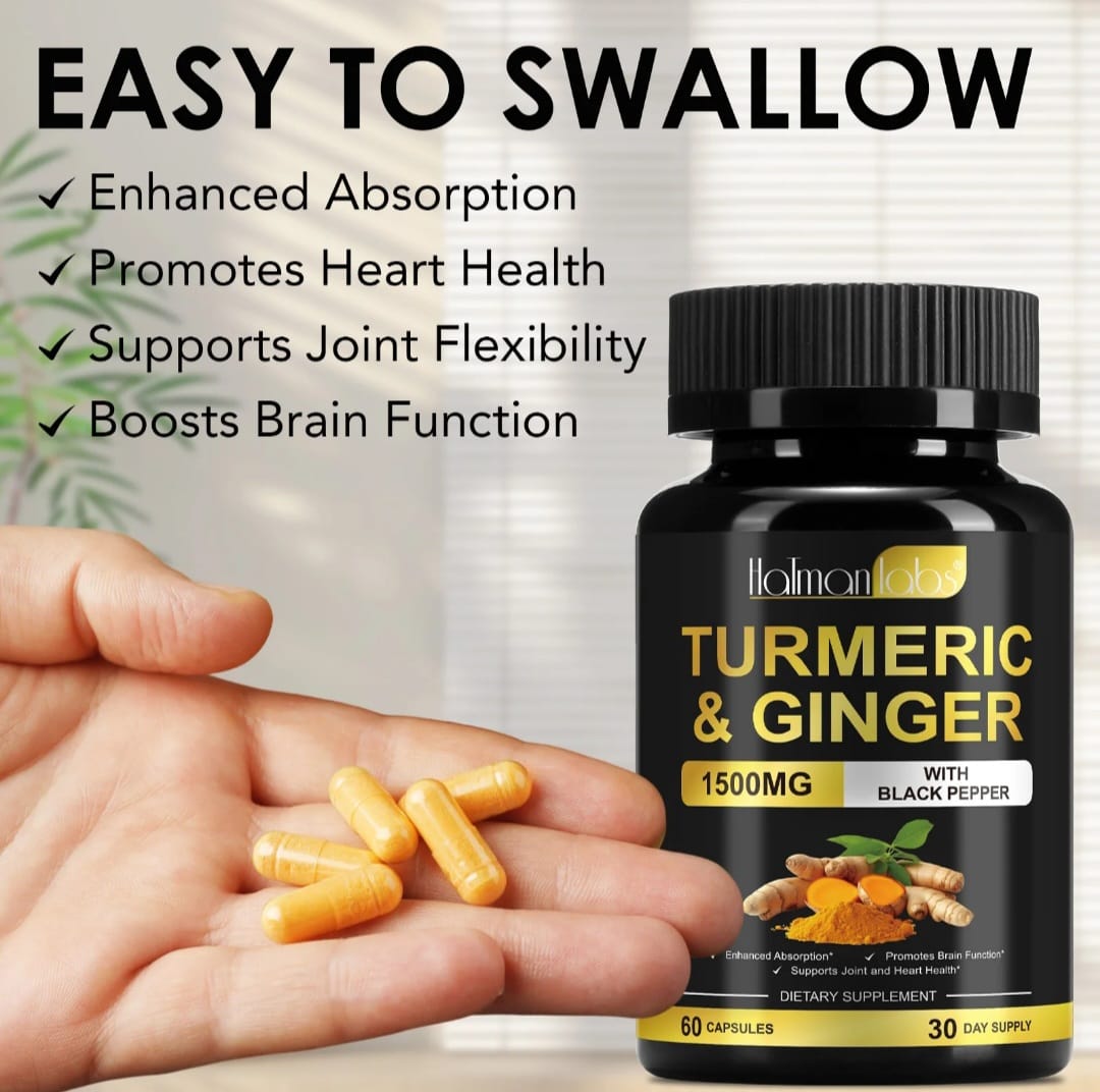 Halman Labs Turmeric Ginger Black Pepper For Immunity Cold and Flu 30 day supply