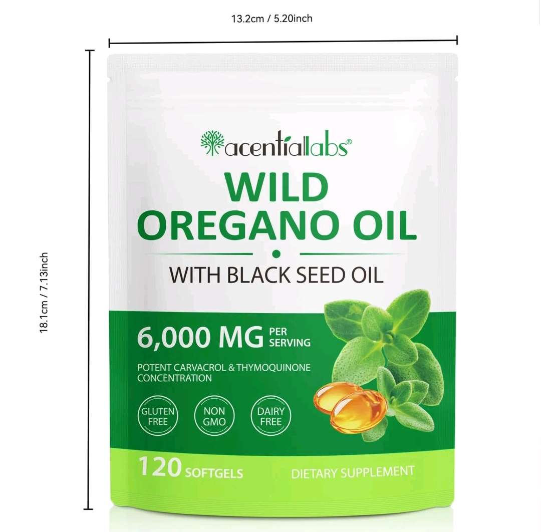 Acential Labs Wild Oregano Oil With Blackseed Oil 6000mg 2 Month supply