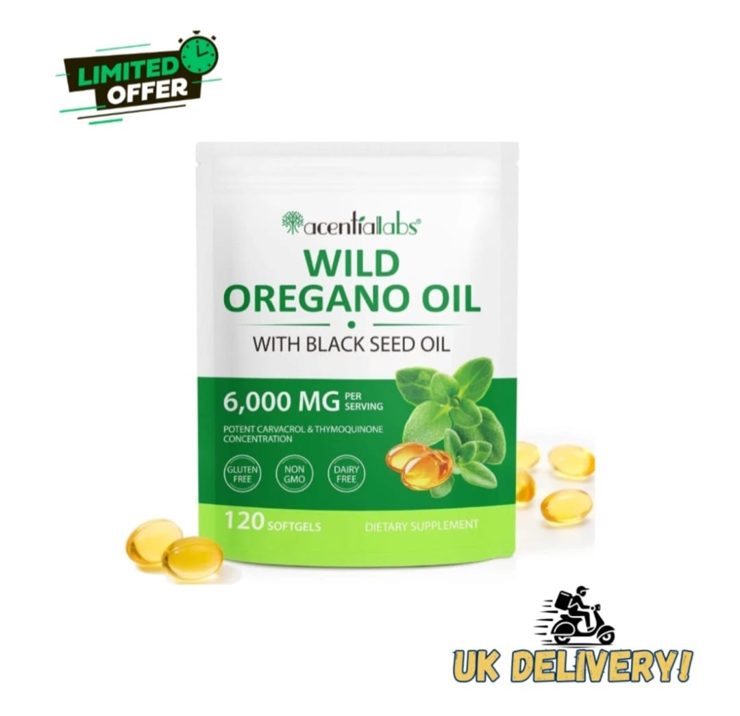 Acential Labs Wild Oregano Oil With Blackseed Oil 6000mg 2 Month supply