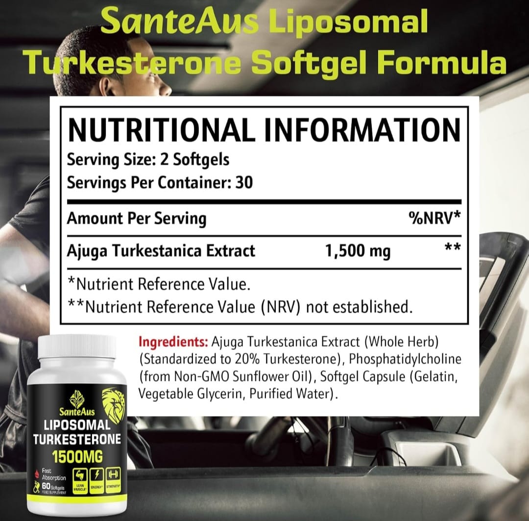 SanteAus Liposomal Turkesterone 100% Plant Based Vegan Capsules 1 Month Supply