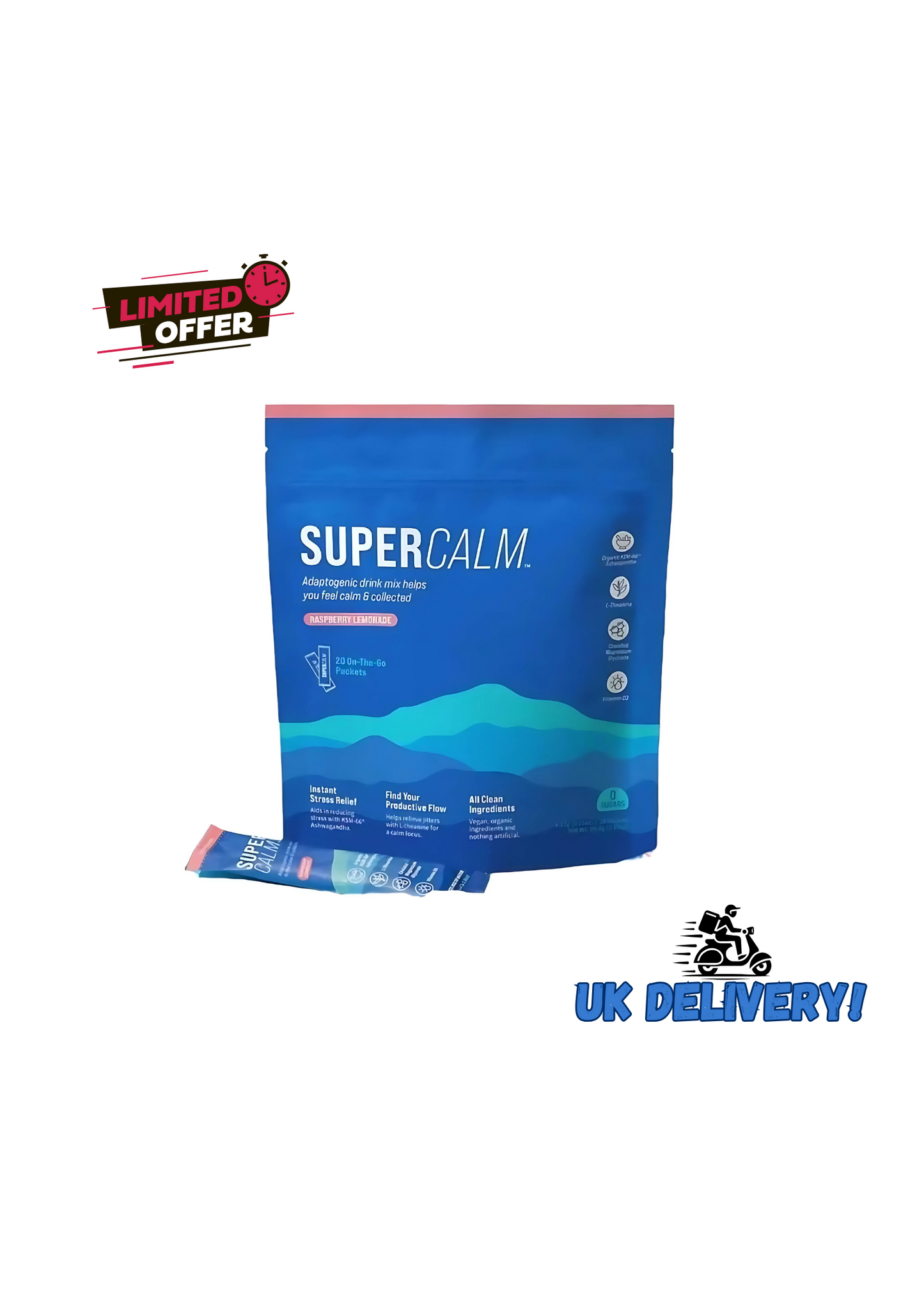 Super Calm Magnesium Powder With Vitamin D Drink Stress Relief Sleep and Focus