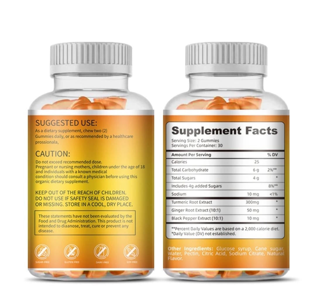 Turmeric Curcumin and Ginger Immunity Gummies For Cold and Flu 30 day supply