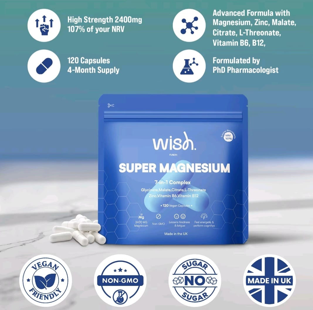 Wish 7 in 1 Super Magnesium Glycinate Complex 1 year+ Supply Bundle